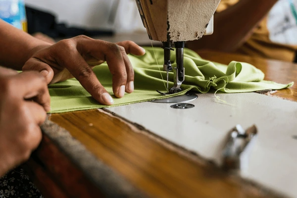 Close-up of stitching and sewing process for creating luxurious and modern blinds in Dubai 2025.